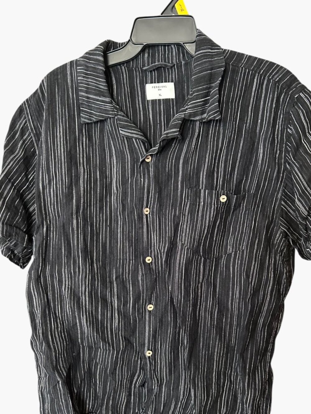 Percival Men's Striped Linen Camp Shirt – Size XL